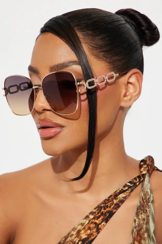 Tea At The Beverly Sunglasses - Brown/combo sold by Fashion Nova