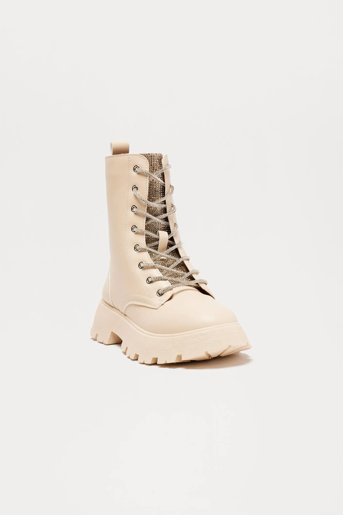 Lanter Rhinestone Combat Boots - Cream sold by Fashion Nova product image thumbnail 3