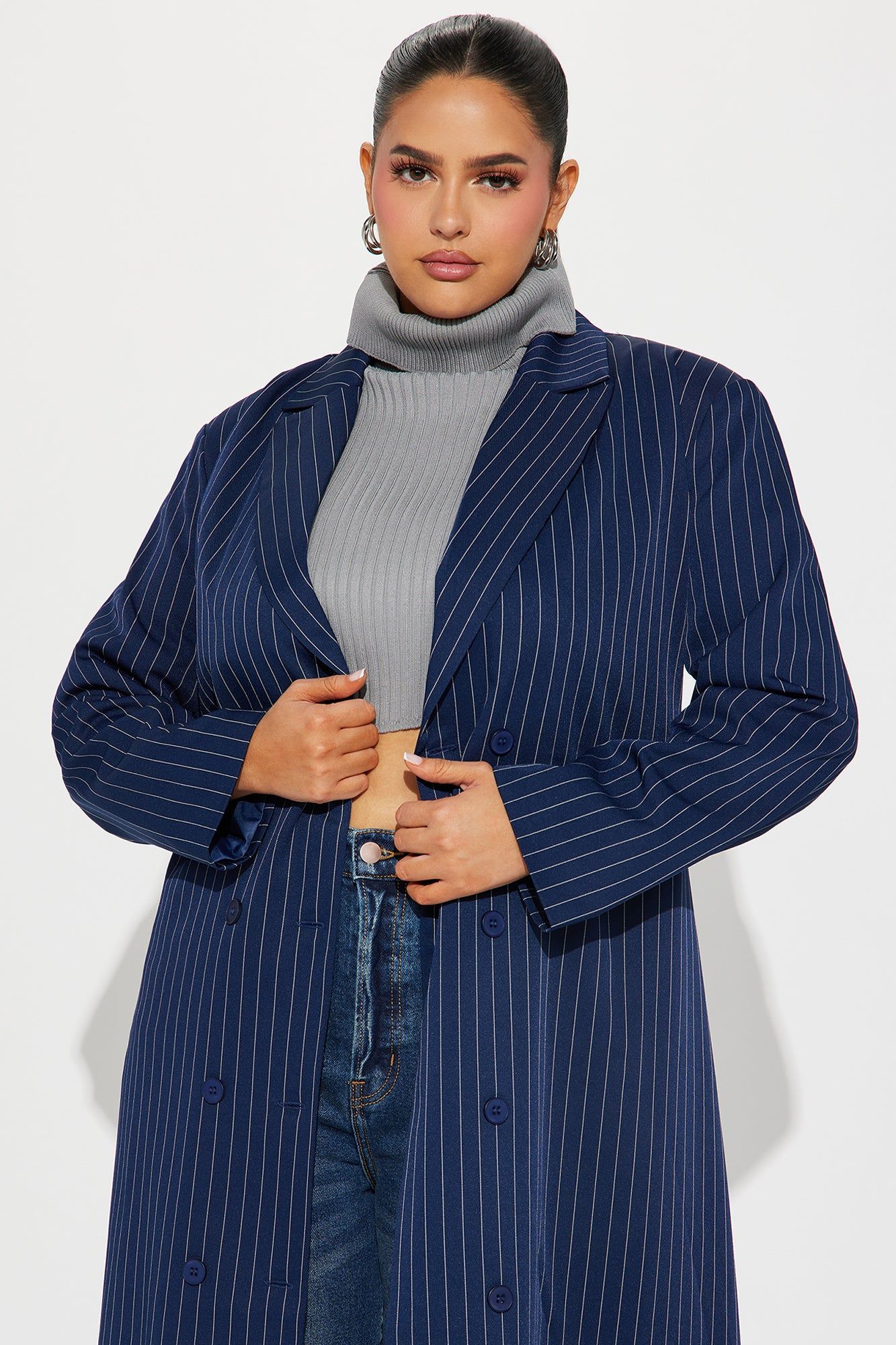 All The Business Blazer Long - Navy/combo sold by Fashion Nova product image thumbnail 6