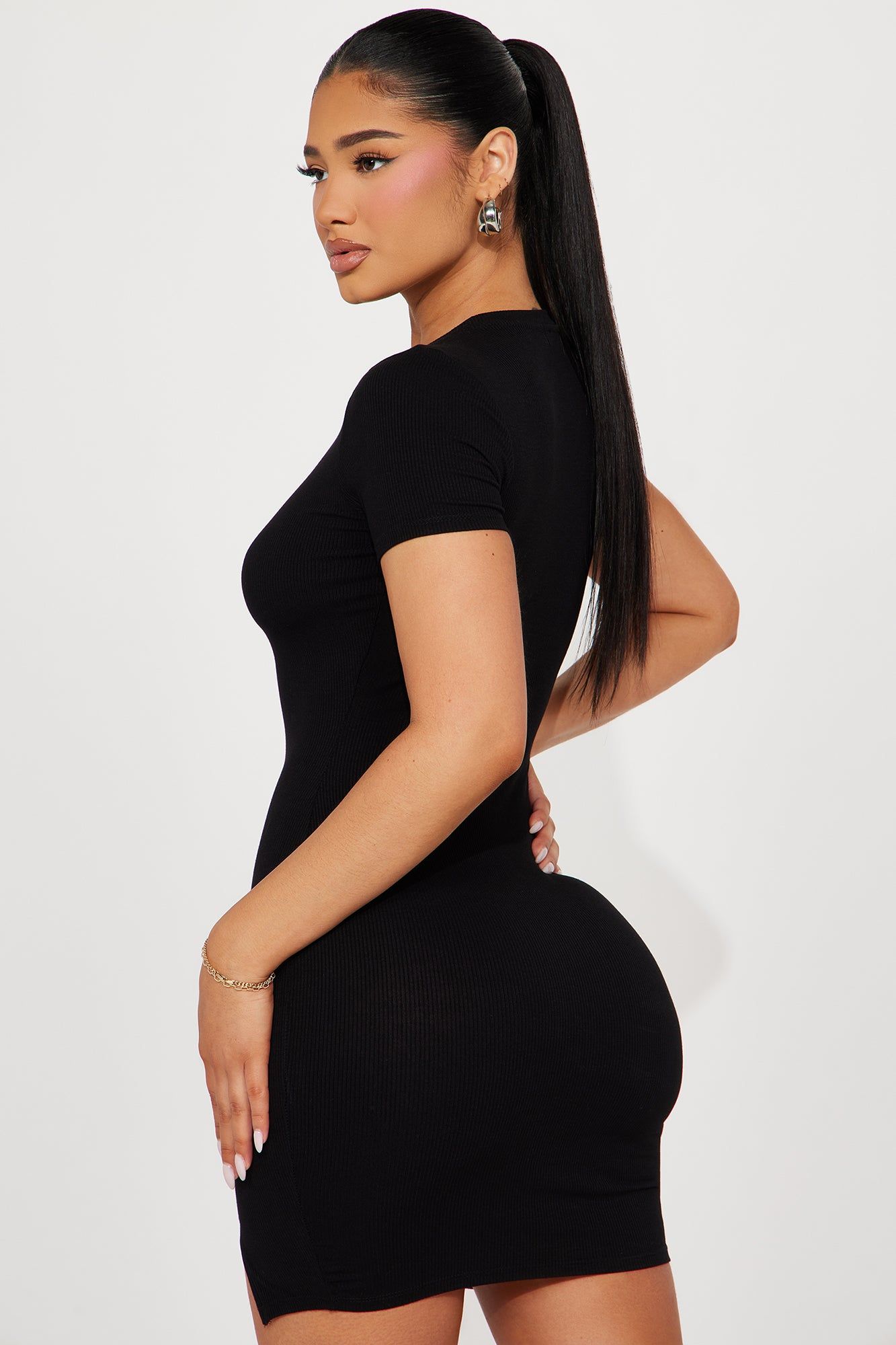 On My List Ribbed Mini Dress - Black sold by Fashion Nova product image thumbnail 3