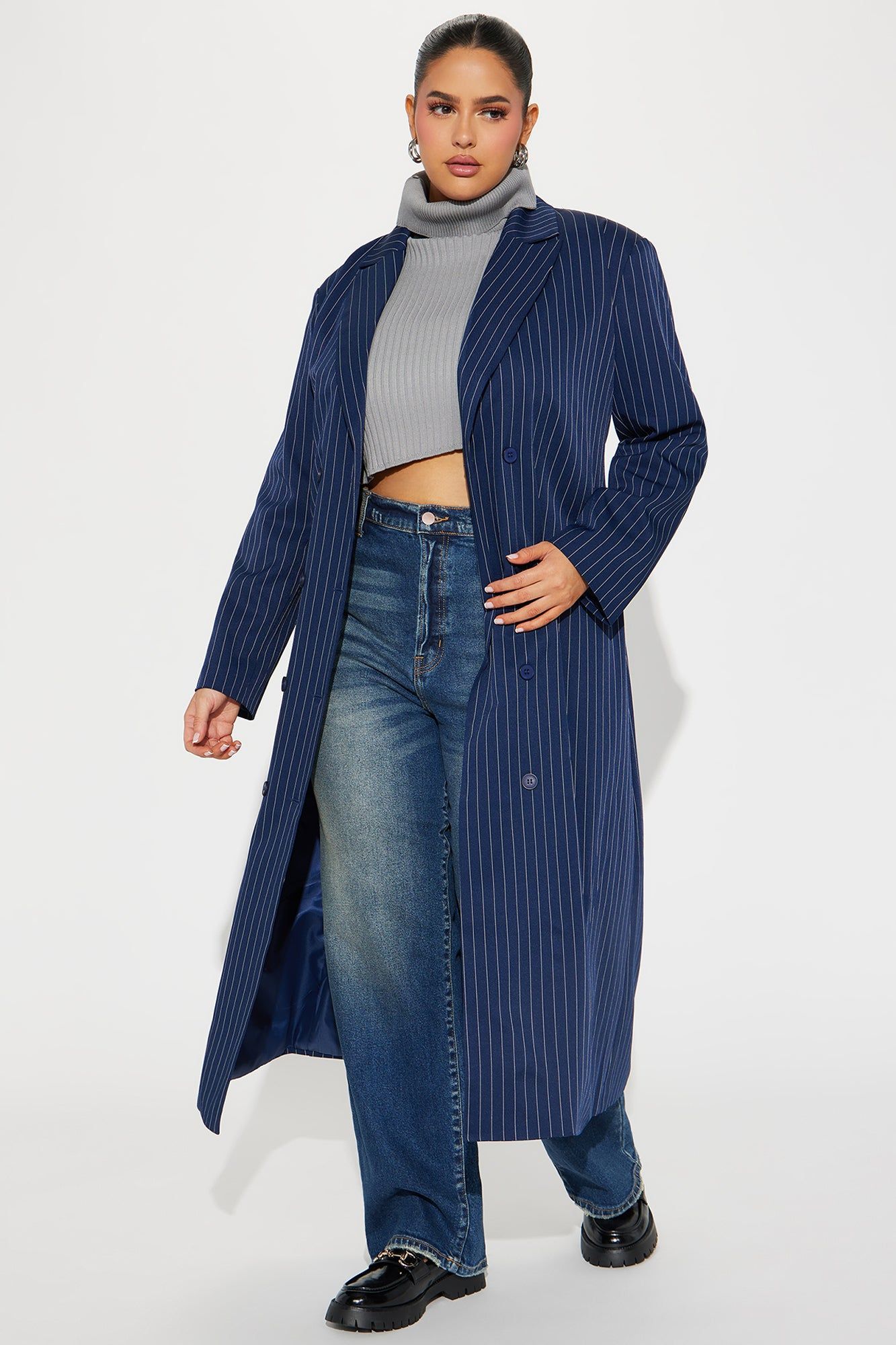 All The Business Blazer Long - Navy/combo sold by Fashion Nova product image thumbnail 5