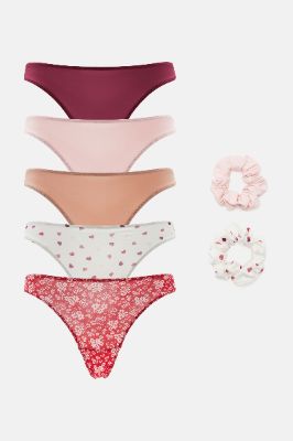 Feels Like Love Microfiber Thong 5 Pack Panties - White/combo sold by Fashion Nova