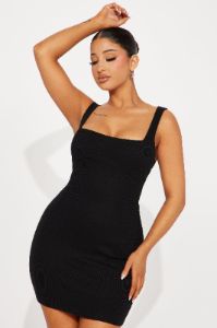 Celine Ribbed Mini Dress - Black sold by Fashion Nova