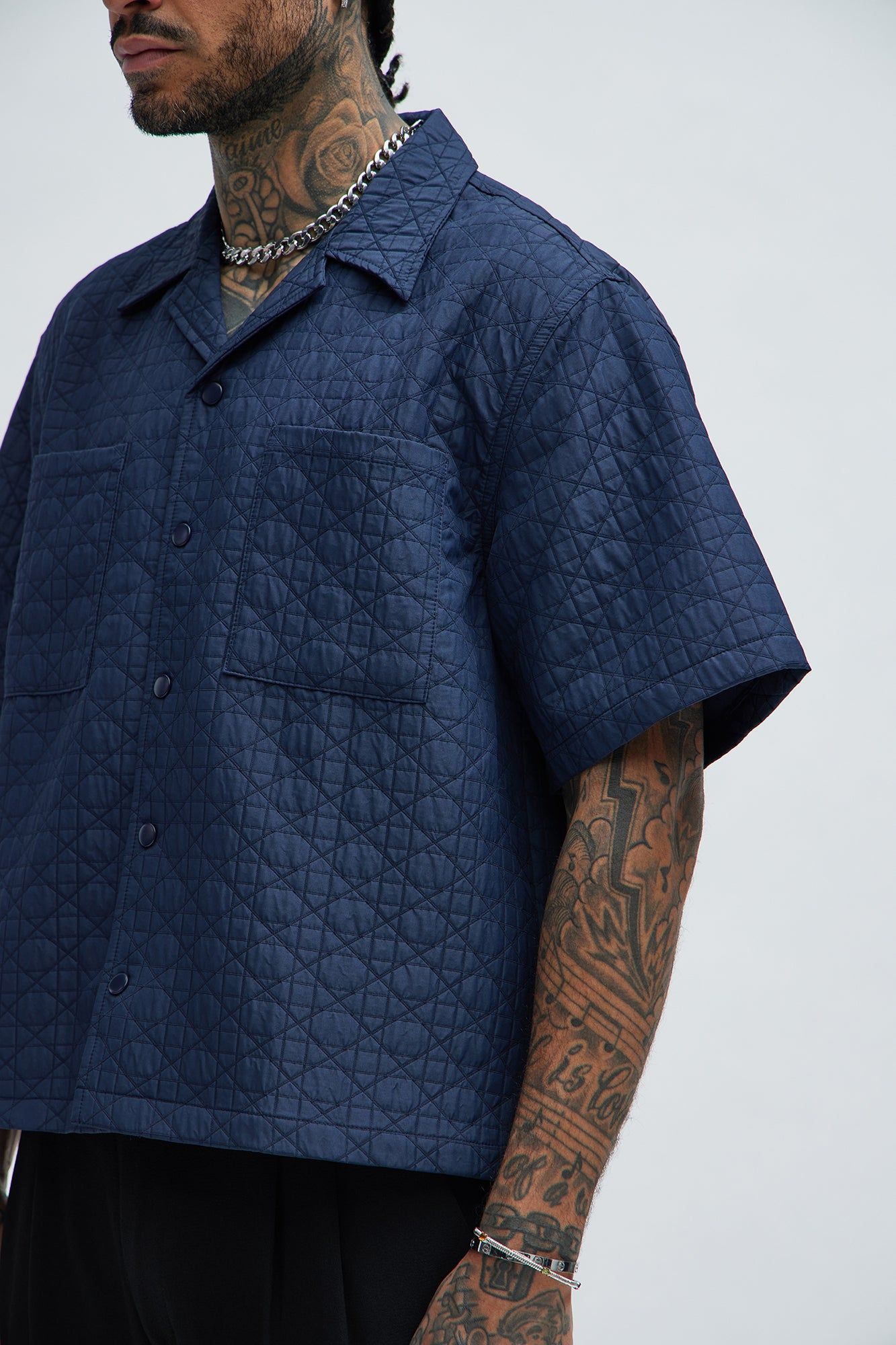 Harris Jacquard Shirt - Navy sold by Fashion Nova product image thumbnail 3