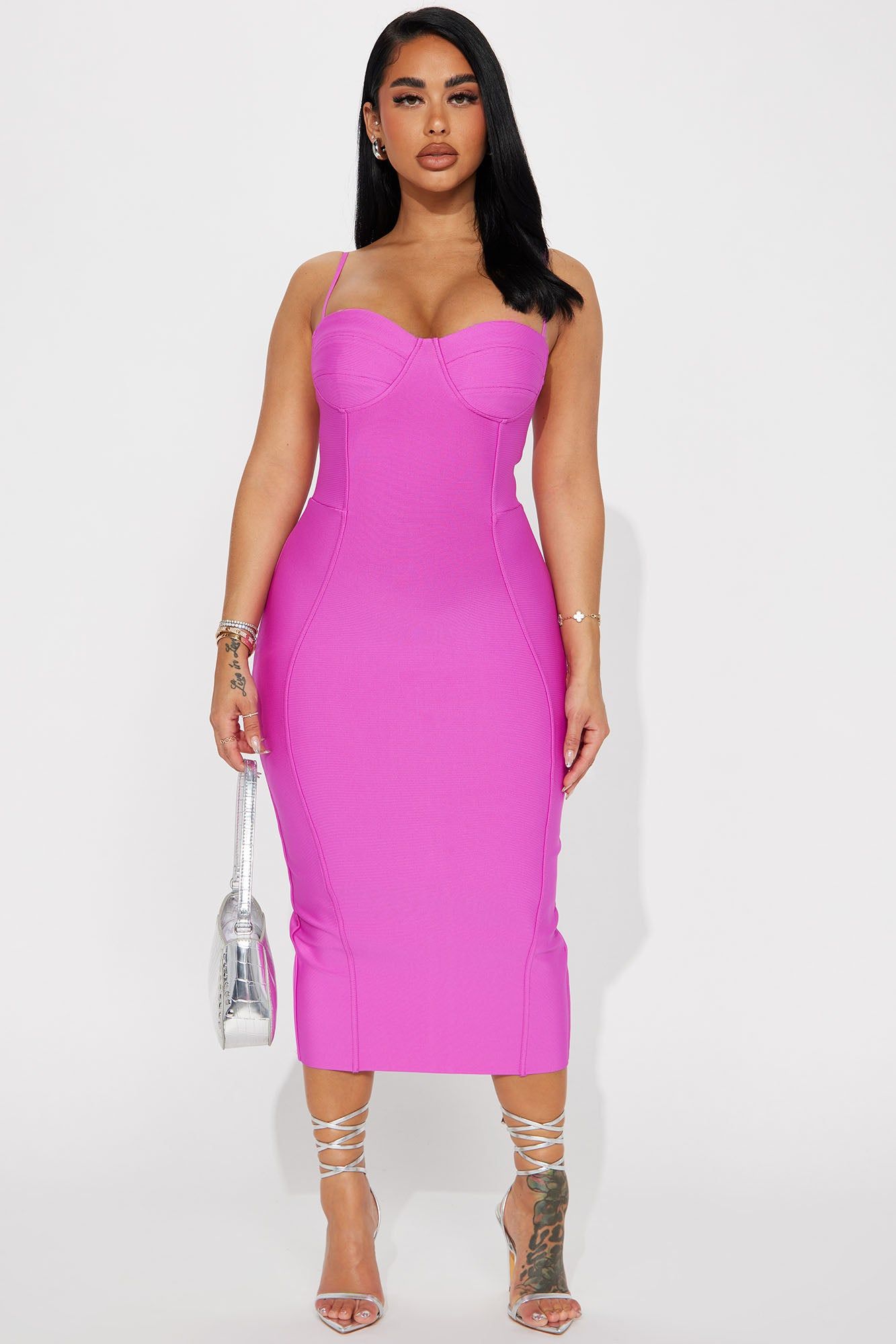 Becky Bandage Midi Dress - Magenta sold by Fashion Nova