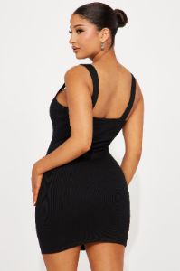 Celine Ribbed Mini Dress - Black sold by Fashion Nova