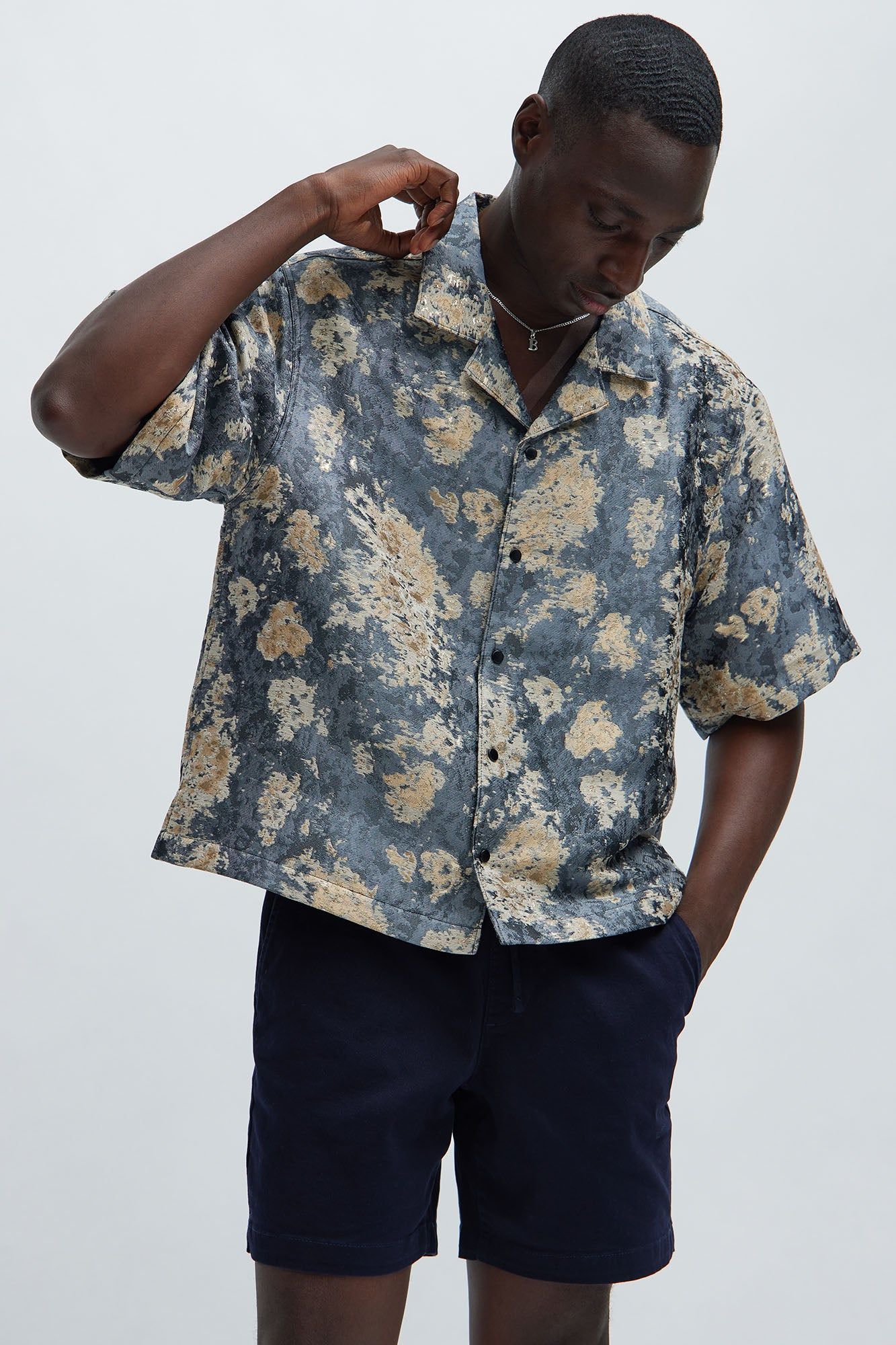 Baffin Bay Boxy Shirt - Blue/combo sold by Fashion Nova