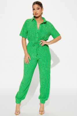 Talk It Up Jumpsuit  - Kelly Green sold by Fashion Nova