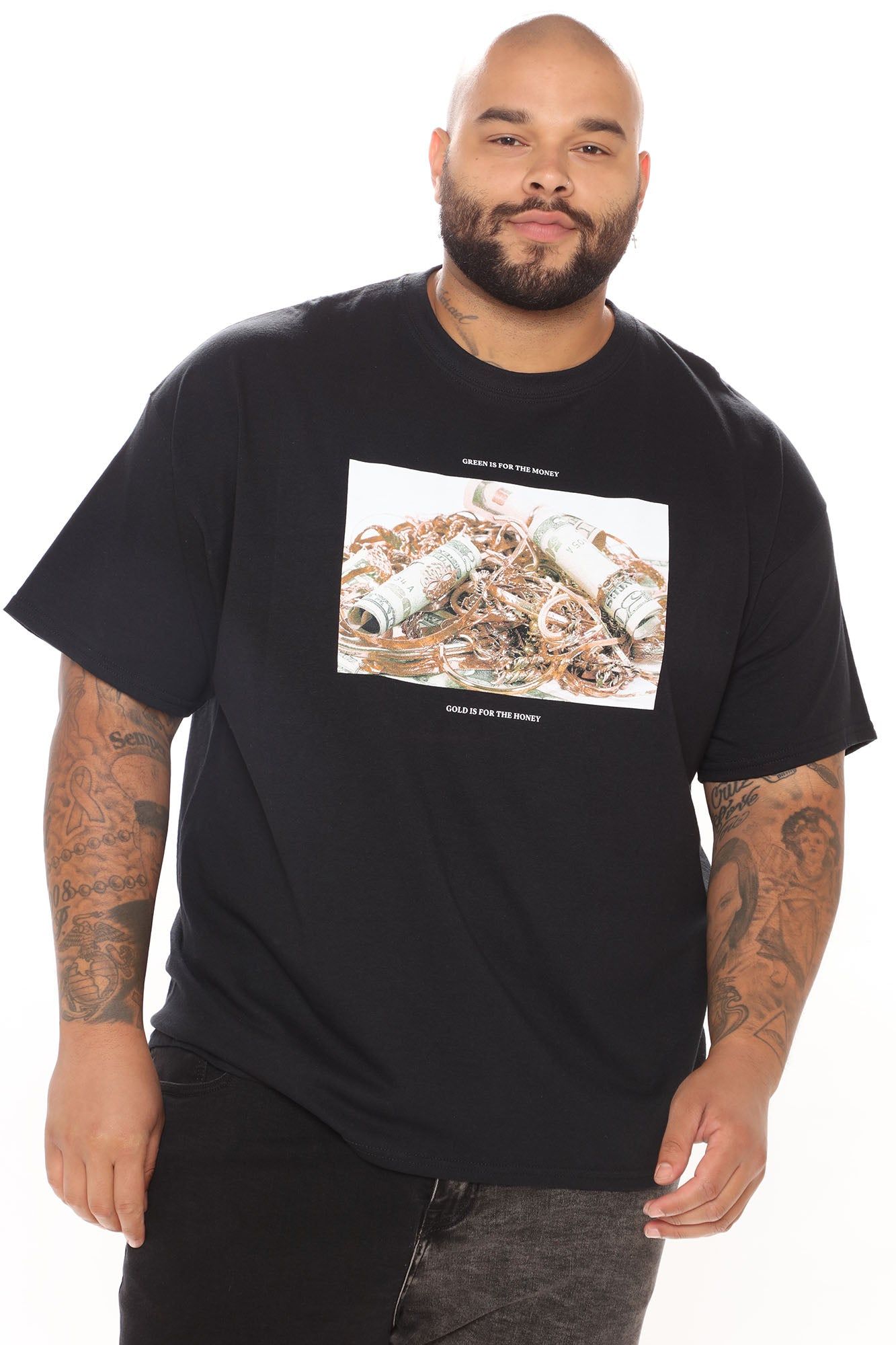 Money Gold Around Me Short Sleeve Tee - Black sold by Fashion Nova product image thumbnail 2