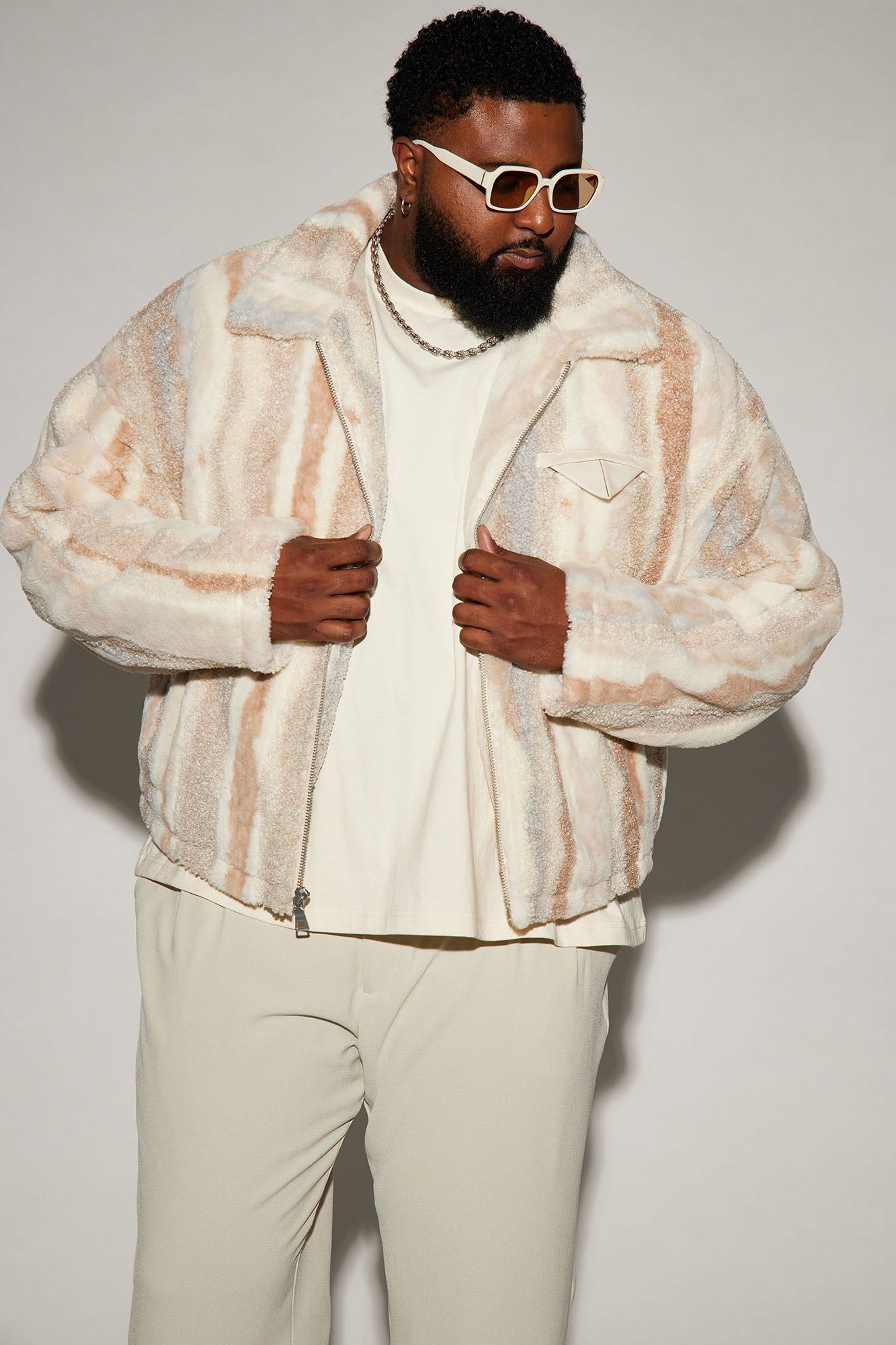 Fuzzy Feeling Cropped Jacket - Brown/combo sold by Fashion Nova product image thumbnail 4