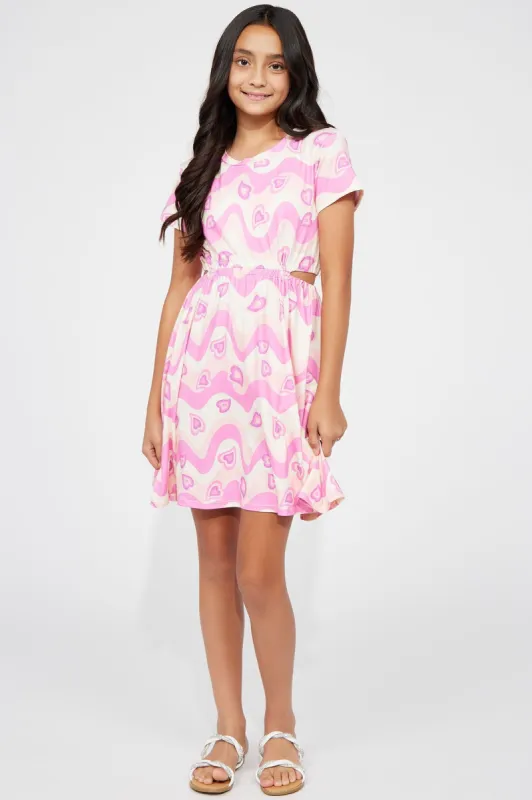 Mini Listen To Your Heart Dress - Pink/combo made by Fashion Nova