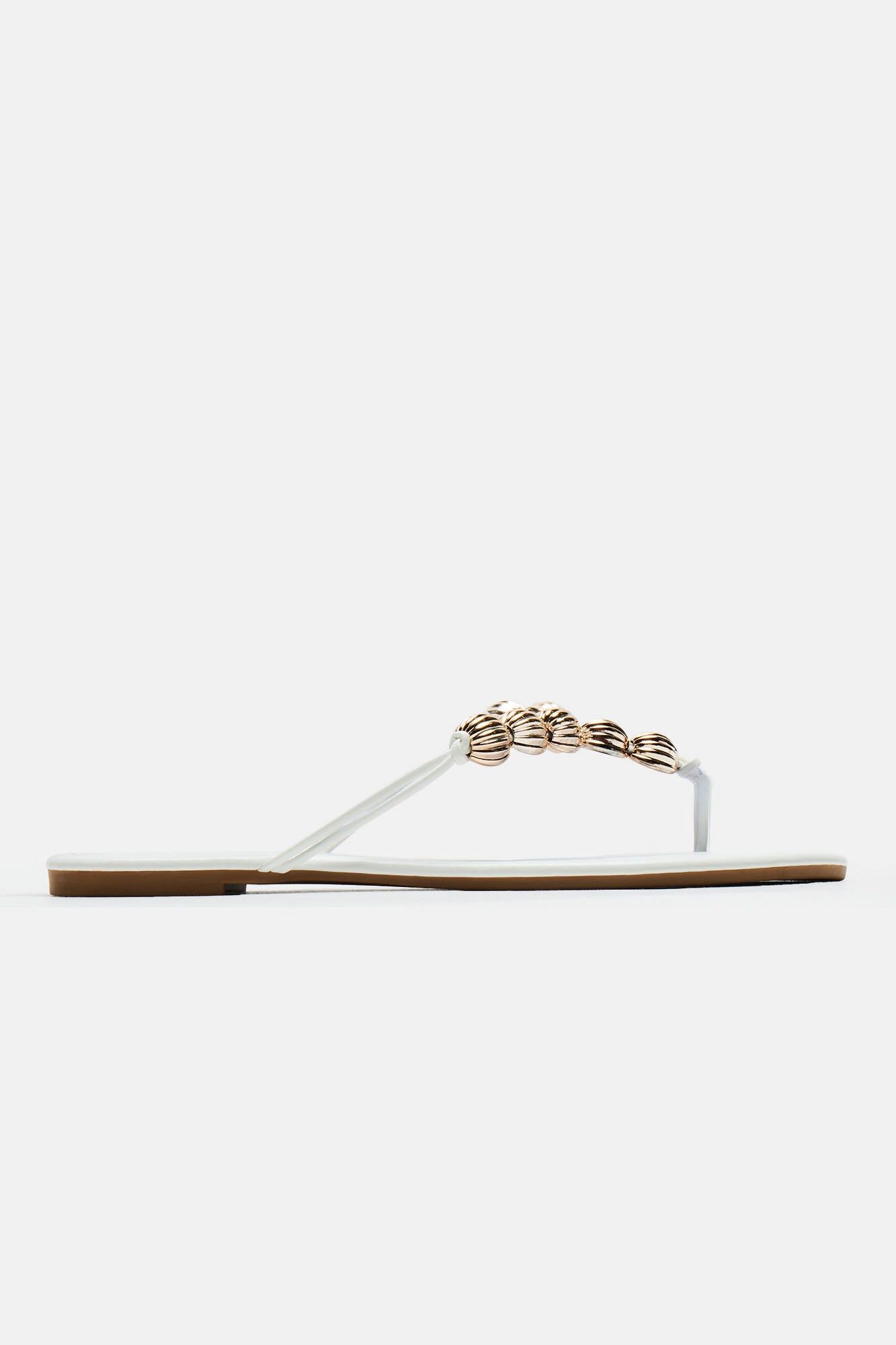 Meet Me In Bali Flip Flops - White sold by Fashion Nova product image thumbnail 5