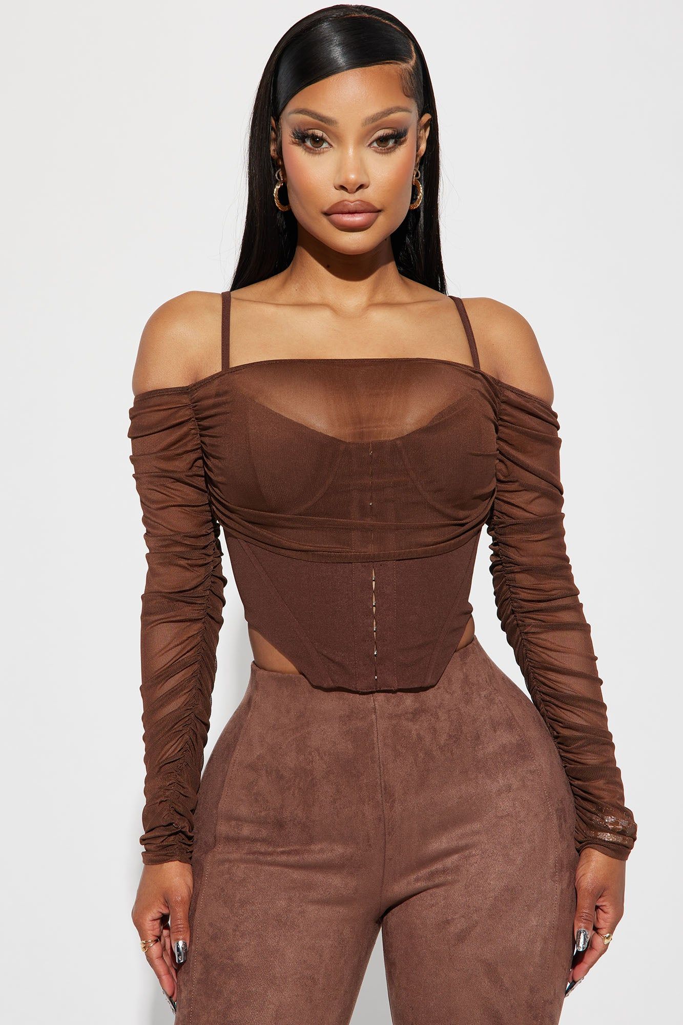 Evelyn Corset Top - Chocolate sold by Fashion Nova