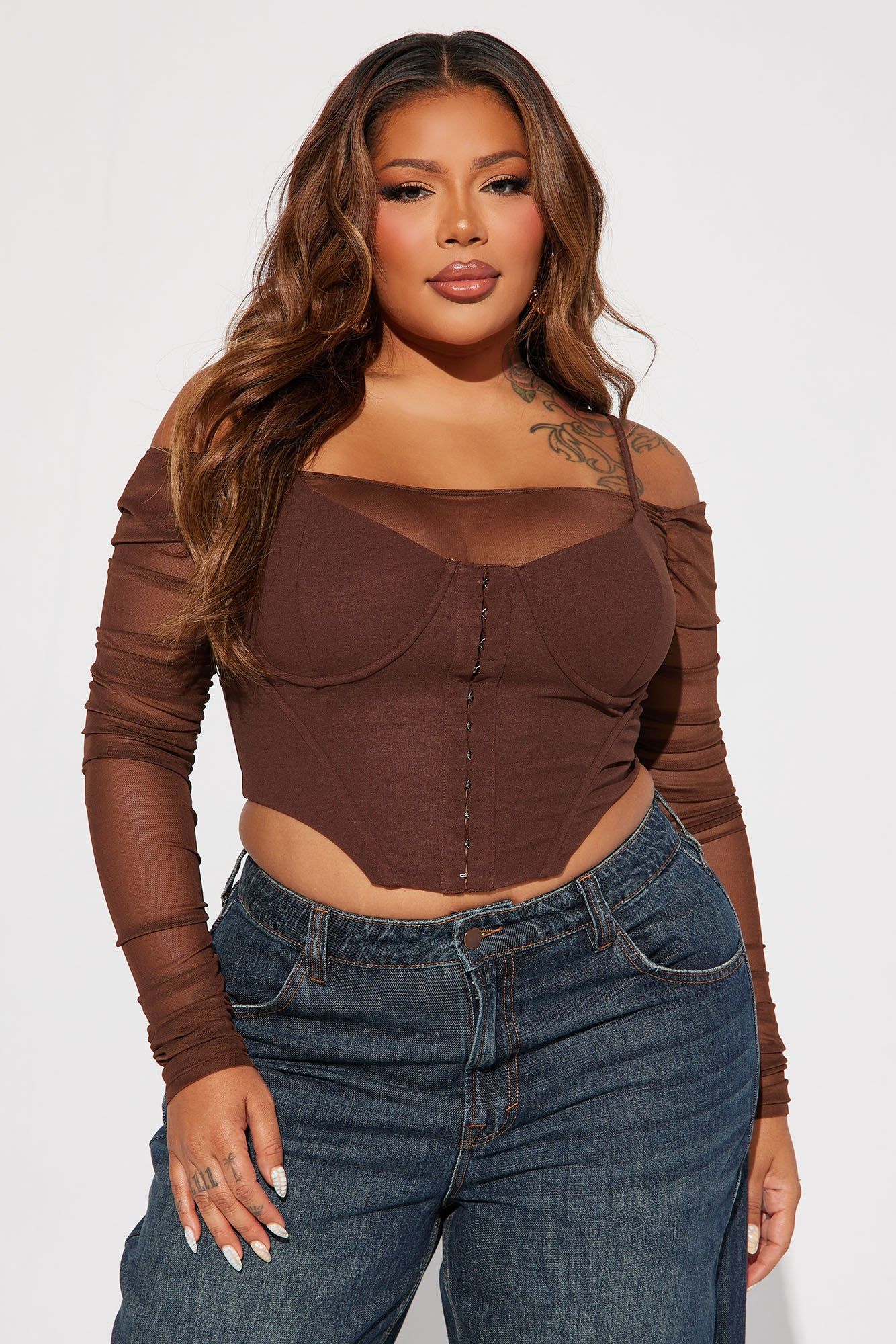 Evelyn Corset Top - Chocolate sold by Fashion Nova product image thumbnail 4