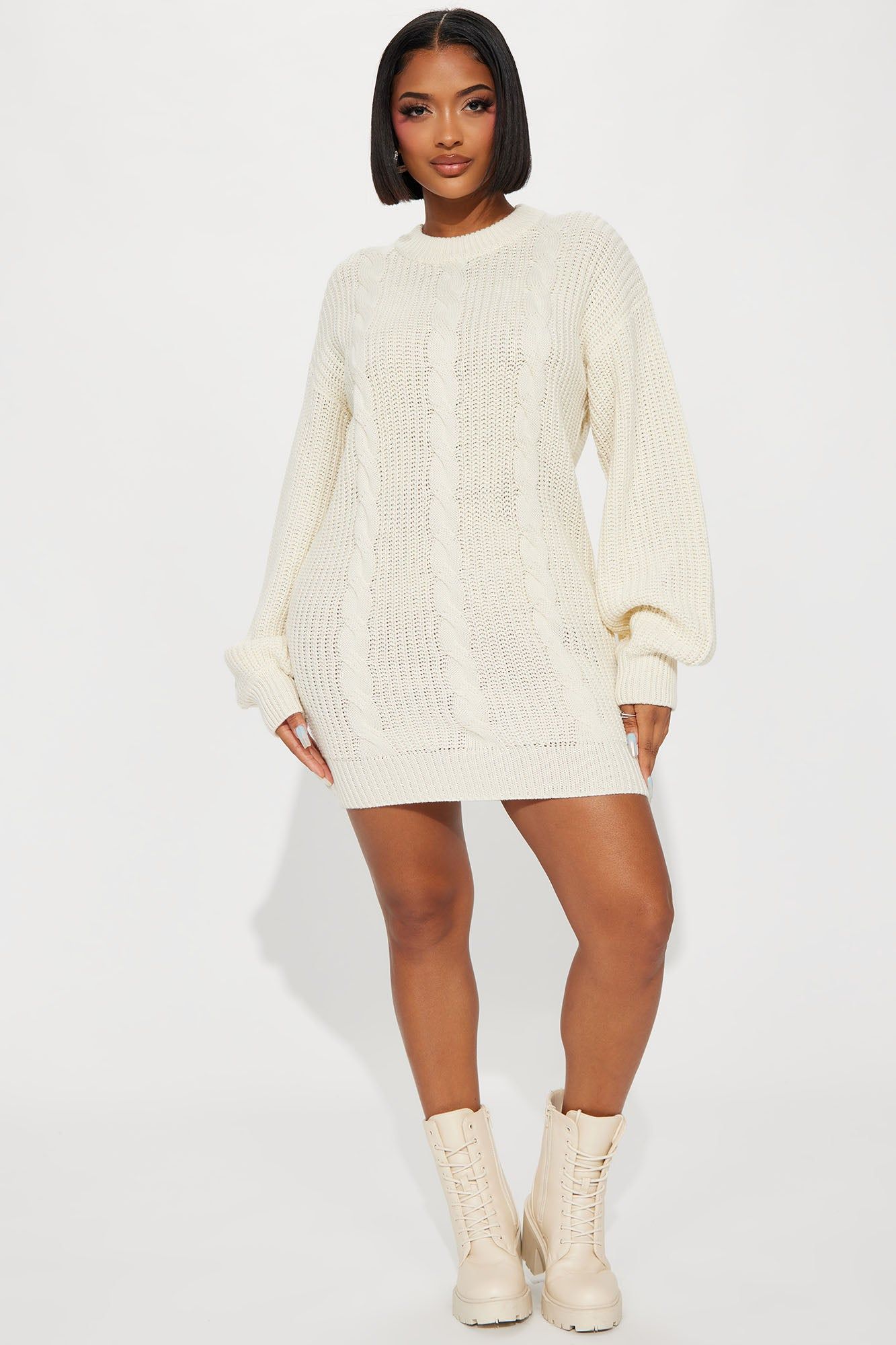 Kelly Sweater Mini Dress - Cream sold by Fashion Nova product image thumbnail 6