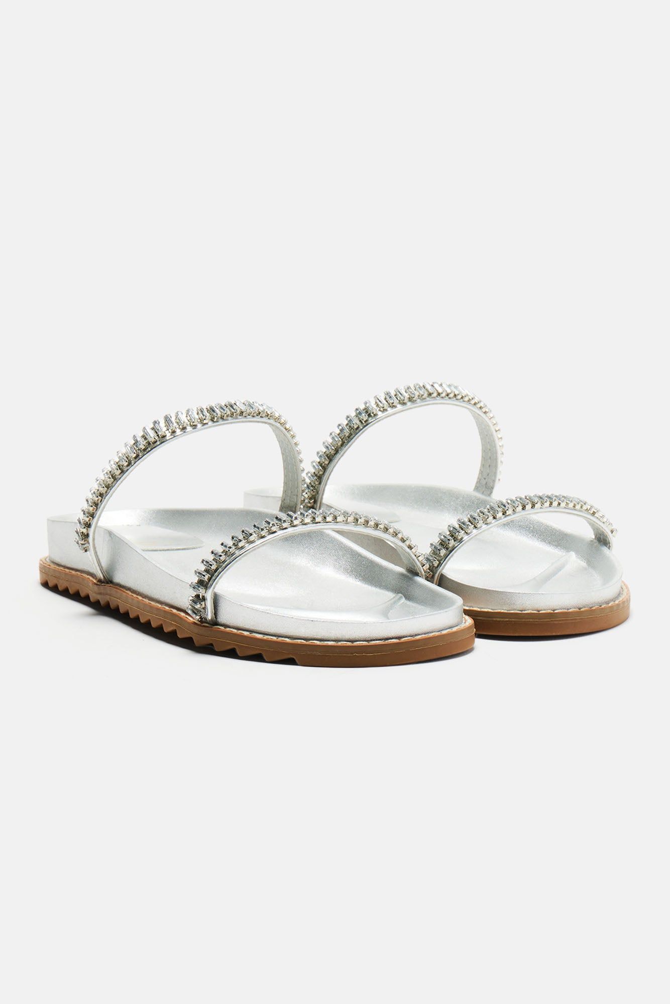 It's A Must Flat Sandals - Silver sold by Fashion Nova