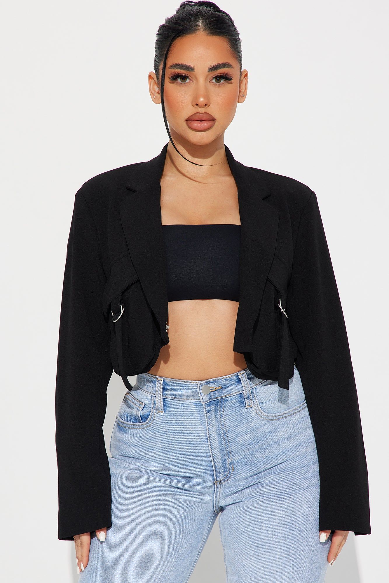 In Your Pocket Cropped Blazer - Black sold by Fashion Nova
