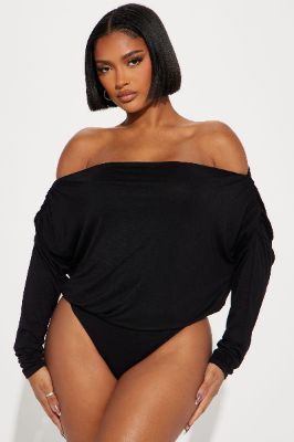 Feelin You Off Shoulder Bodysuit - Black sold by Fashion Nova