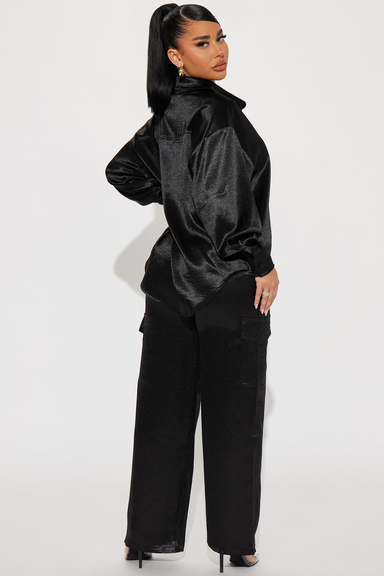 Same Girl Satin Pant Set - Black sold by Fashion Nova product image thumbnail 4