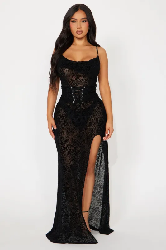 Erin Corset Maxi Dress - Black sold by Fashion Nova