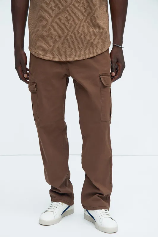 Kyle Straight Cargo Pants - Dark Brown sold by Fashion Nova