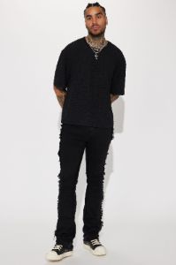 It's Up To You Stacked Skinny Flare Jeans - Black sold by Fashion Nova