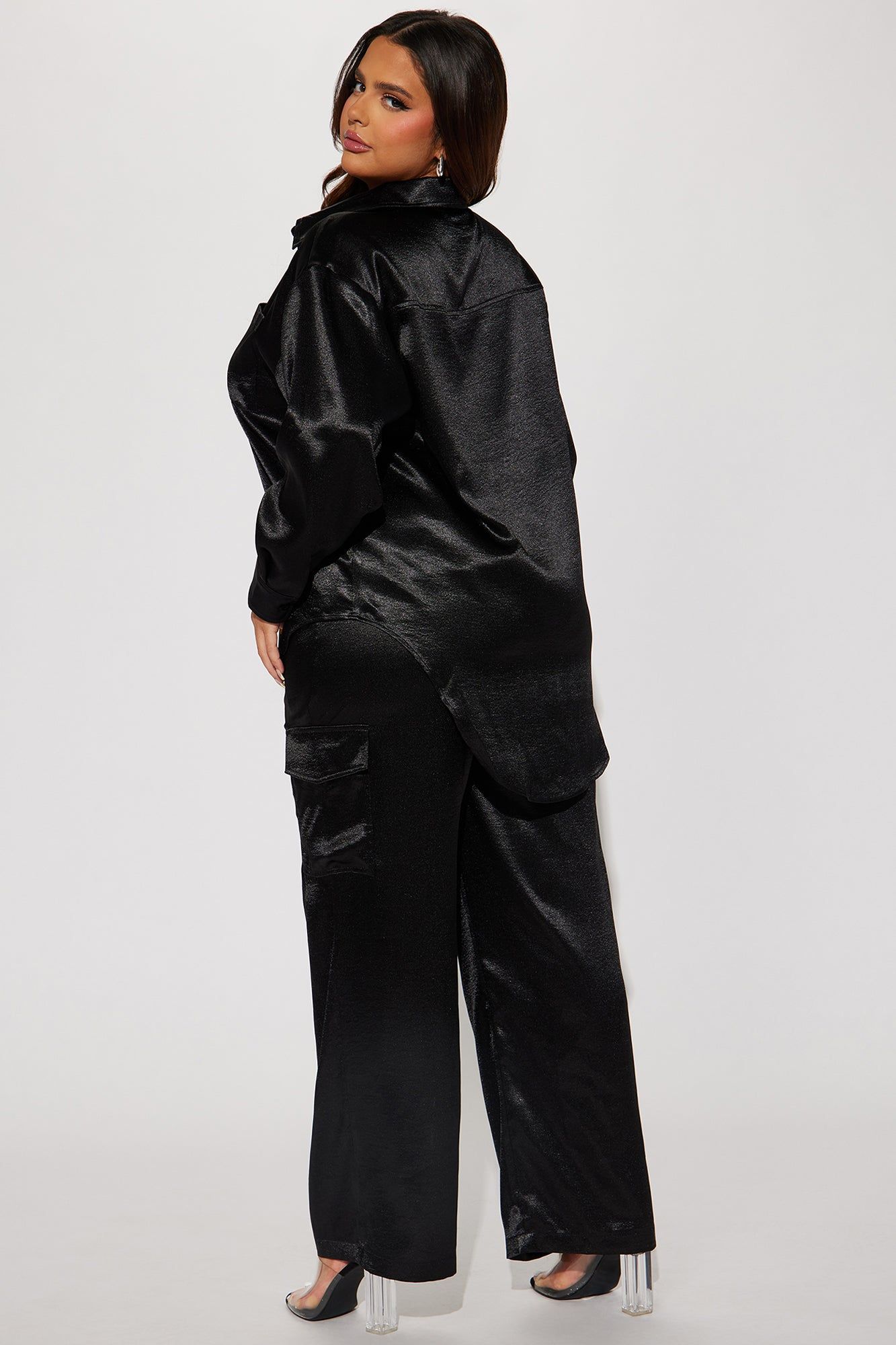 Same Girl Satin Pant Set - Black sold by Fashion Nova product image thumbnail 7