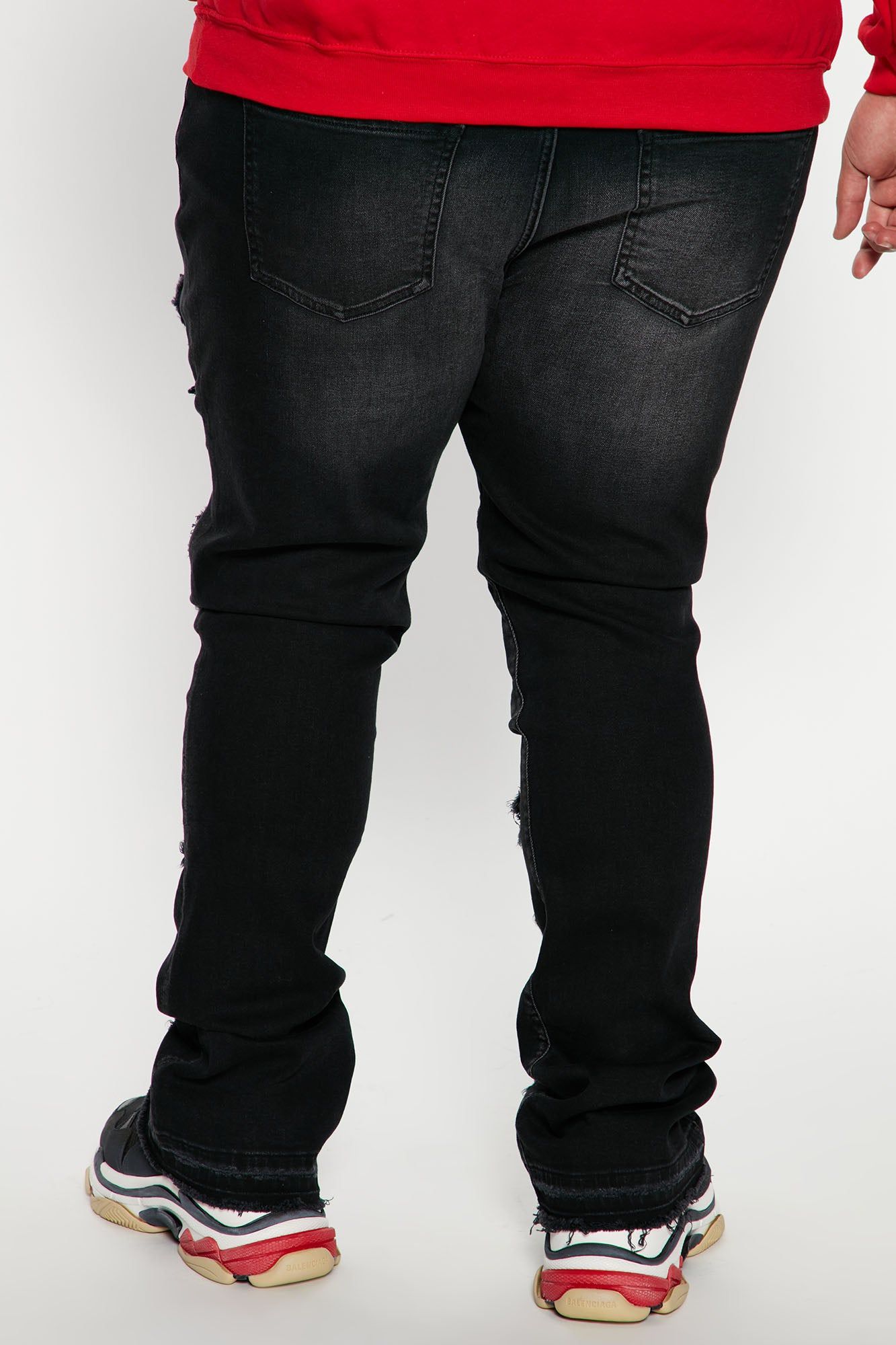Back Me Up Ripped Stacked Skinny Flared Jeans - Black Wash sold by Fashion Nova product image thumbnail 8