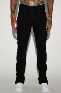 On A Good One Stacked Skinny Flare Jeans - Black sold by Fashion Nova