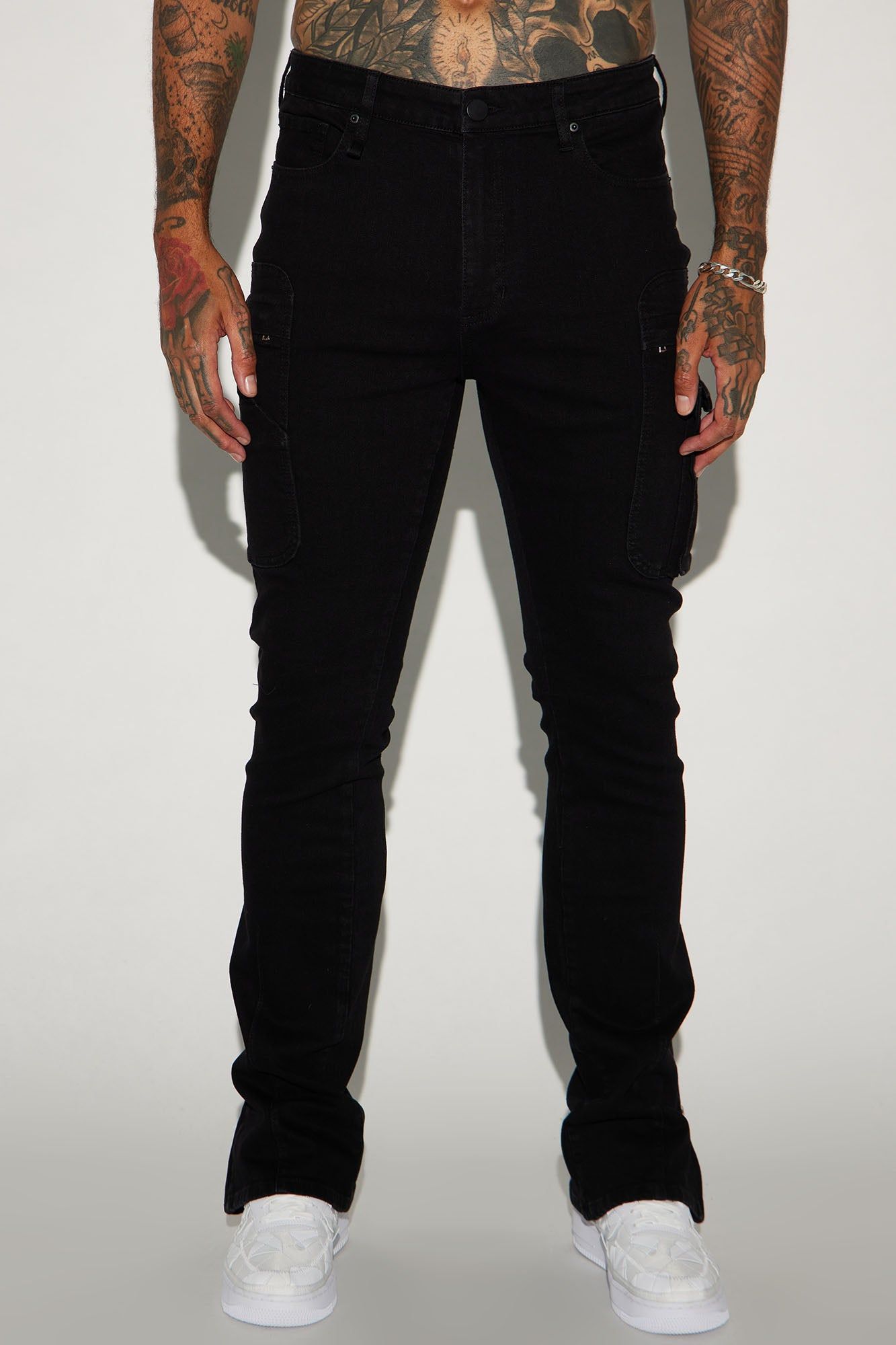 On A Good One Stacked Skinny Flare Jeans - Black sold by Fashion Nova product image thumbnail 5