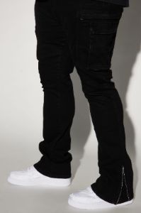 On A Good One Stacked Skinny Flare Jeans - Black sold by Fashion Nova