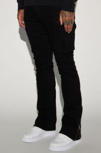 On A Good One Stacked Skinny Flare Jeans - Black sold by Fashion Nova