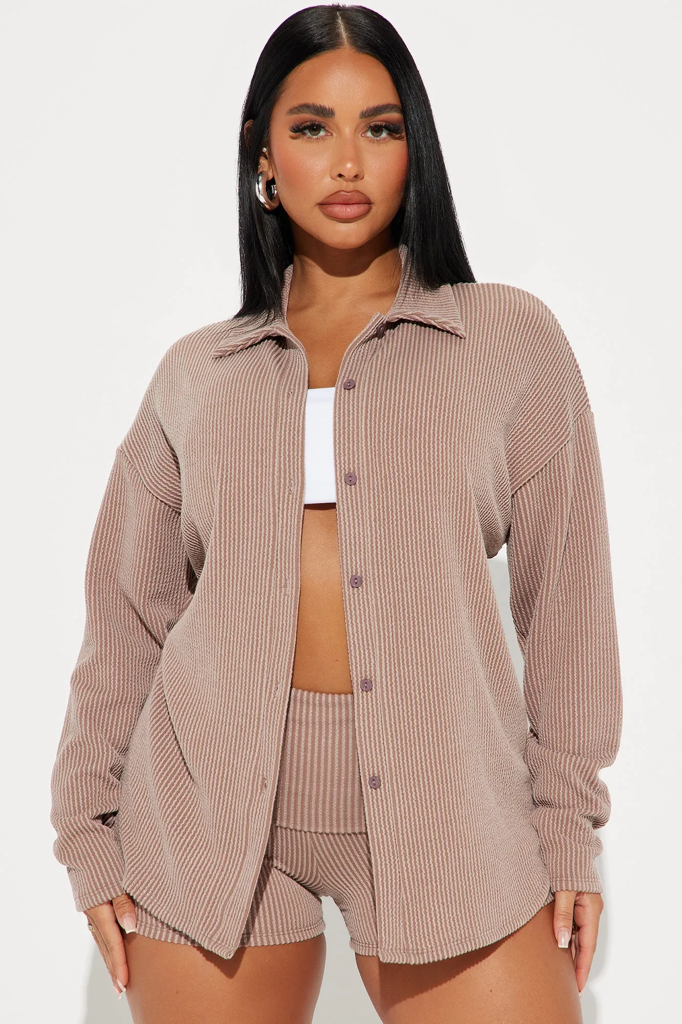 Maddie Biker Short Set - Taupe sold by Fashion Nova