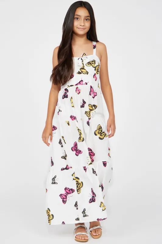 Mini Floating Butterflies Maxi Dress - White/combo sold by Fashion Nova