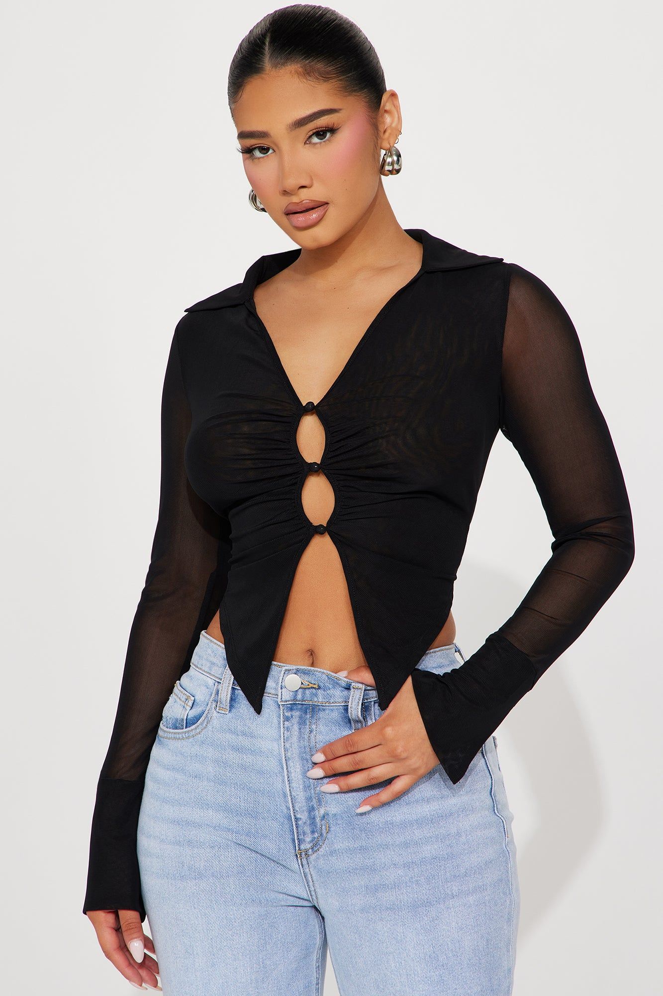 Avery Mesh Top - Black sold by Fashion Nova