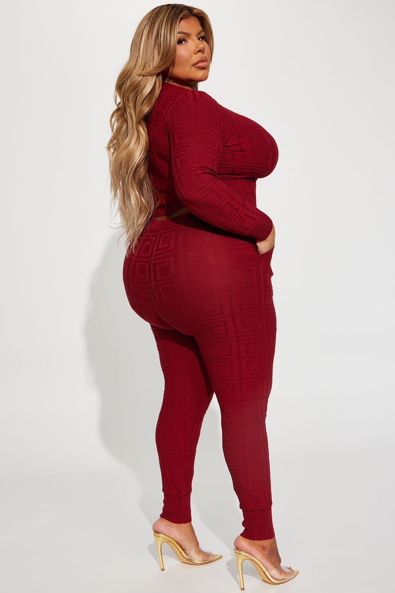 Never Complaining Sweater Legging Set - Burgundy sold by Fashion Nova product image thumbnail 6