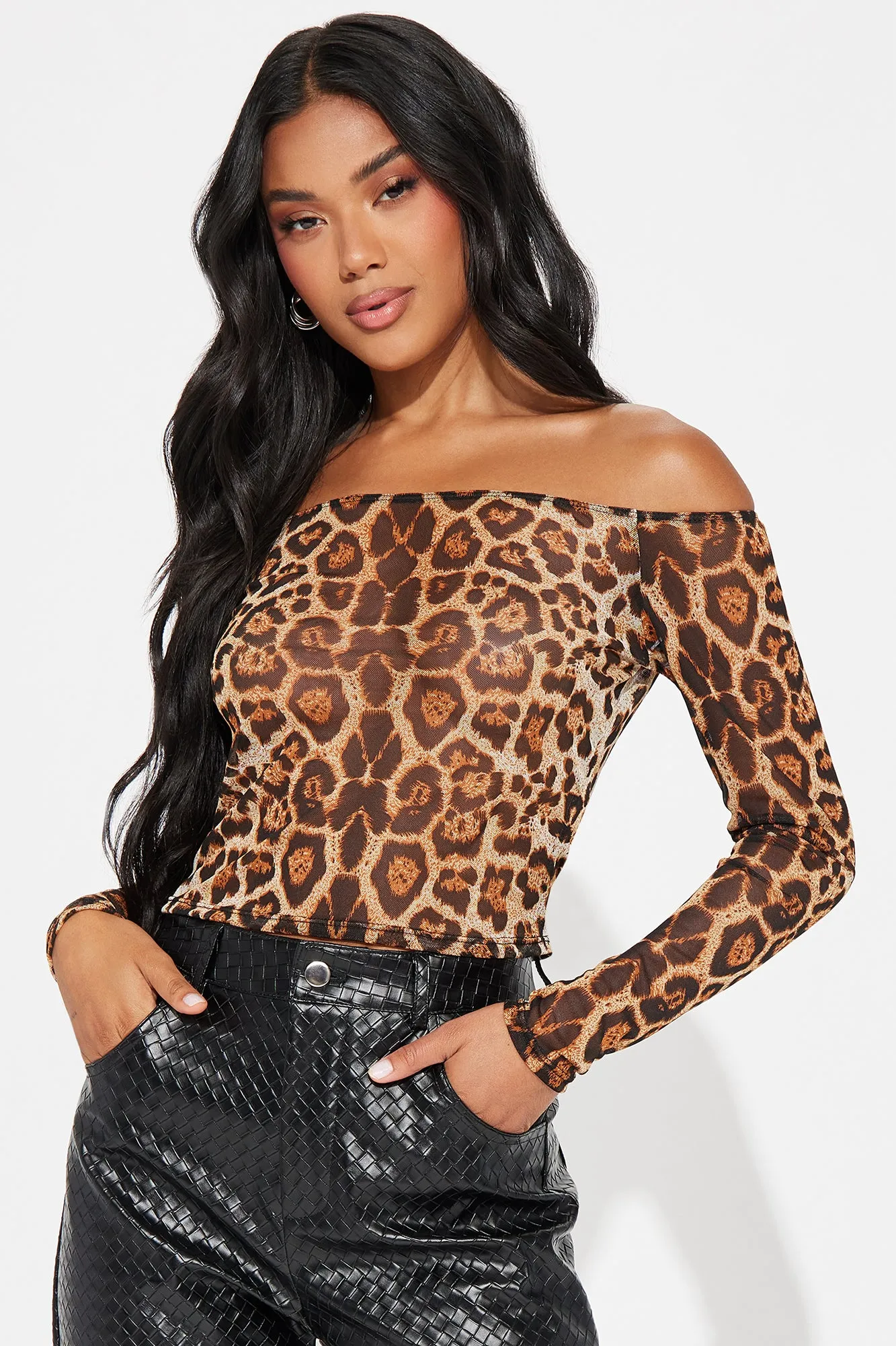 Mom Wife Leopard Off Shoulder Top - Leopard sold by Fashion Nova