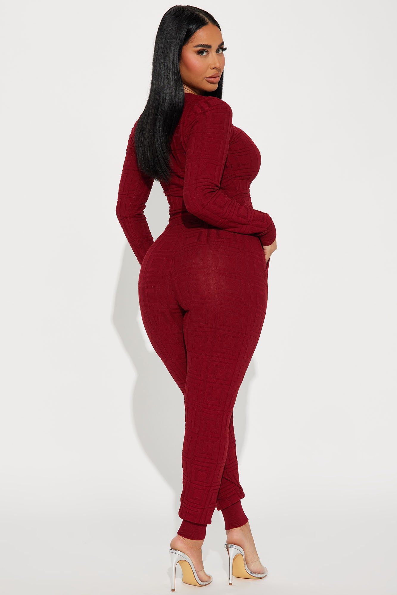 Never Complaining Sweater Legging Set - Burgundy sold by Fashion Nova product image thumbnail 3