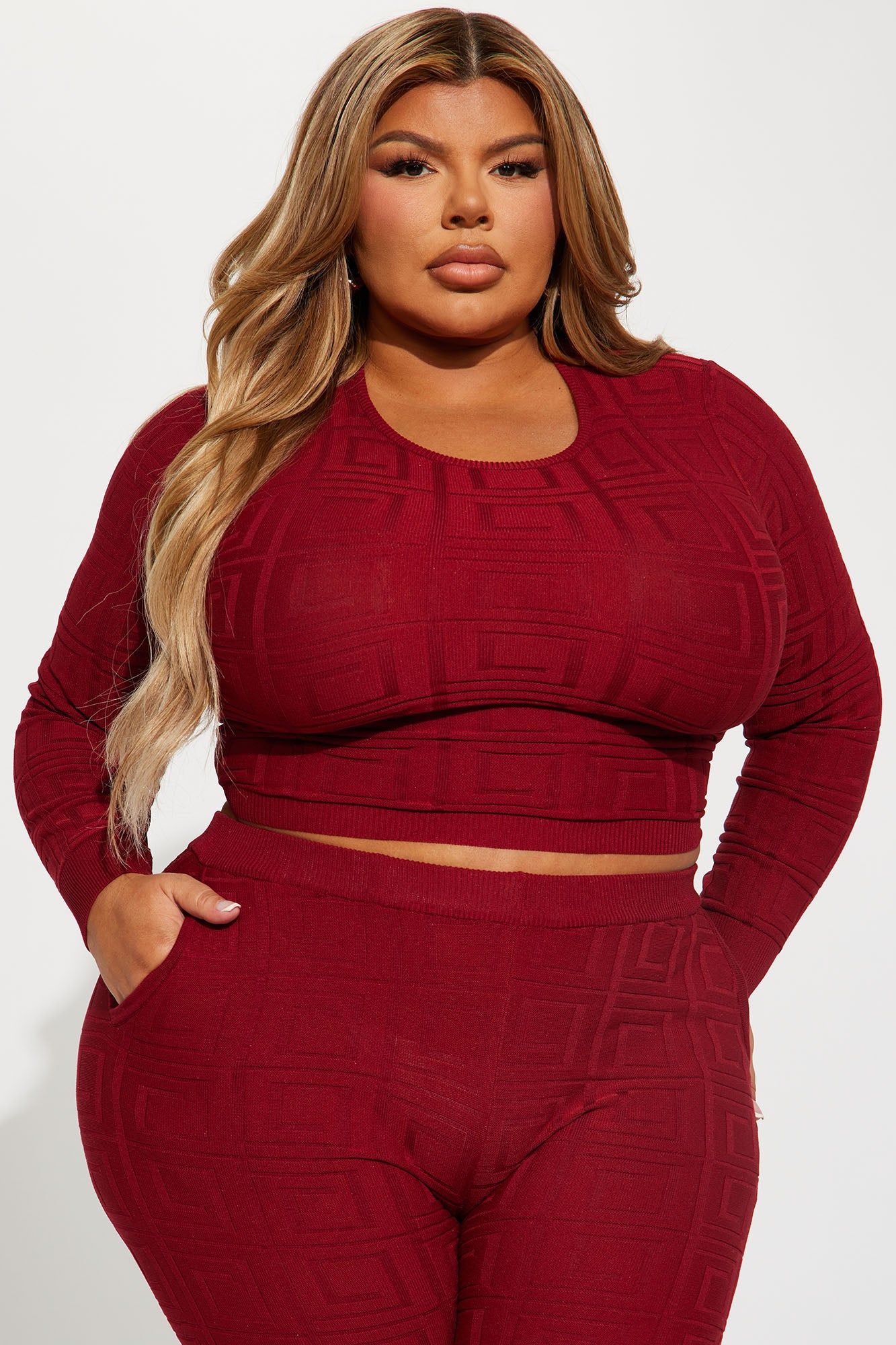 Never Complaining Sweater Legging Set - Burgundy sold by Fashion Nova product image thumbnail 5