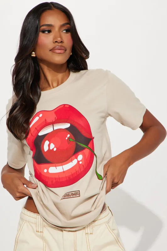 Cherry Flavor Graphic Tee - Sand sold by Fashion Nova