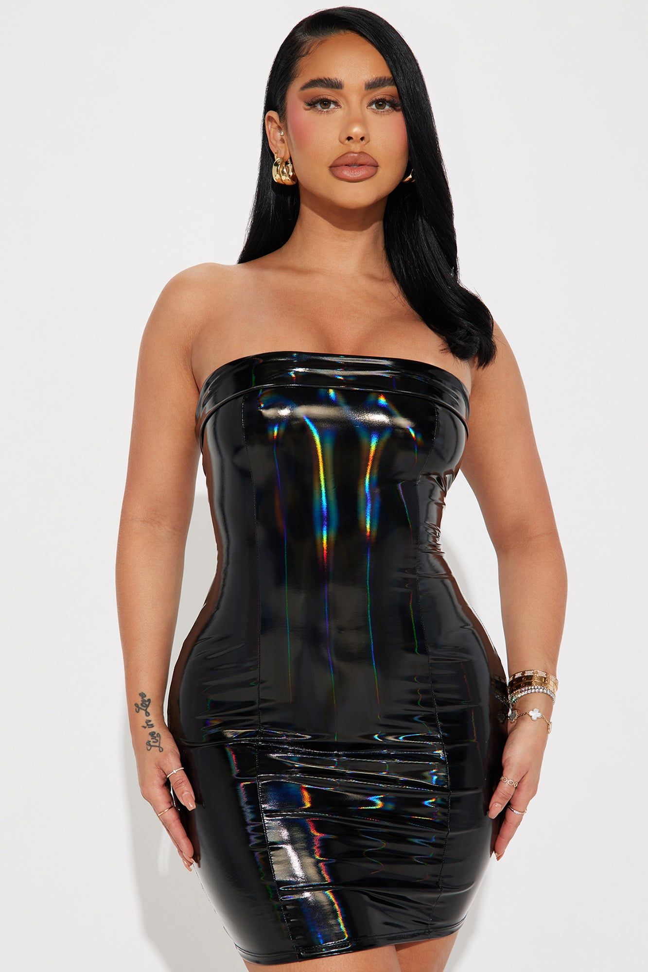 Trinity Faux Leather Mini Dress - Black sold by Fashion Nova