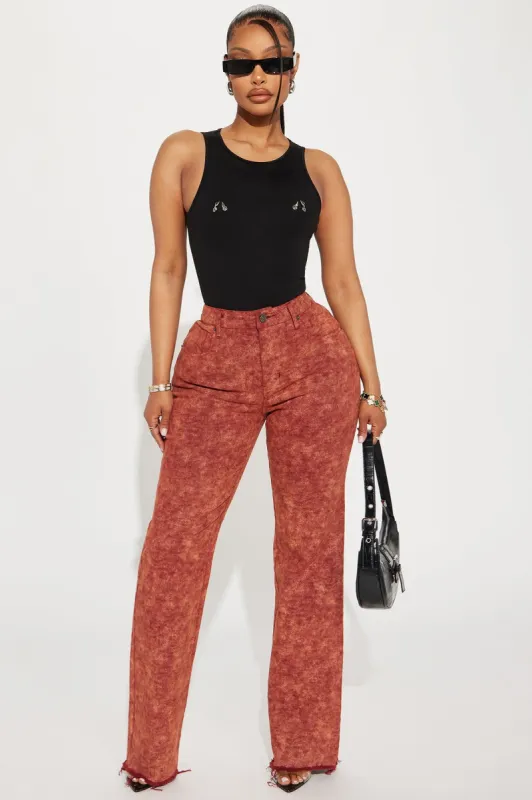 Meant To Destroy Washed Wide Leg Pant - Brick Red sold by Fashion Nova