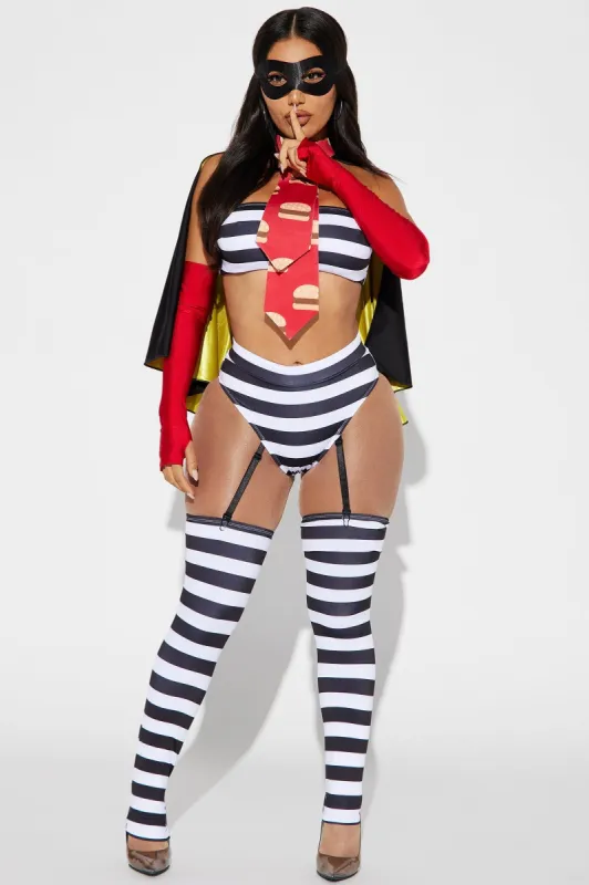 Burger Thief 6 Piece Costume Set - Black/White sold by Fashion Nova