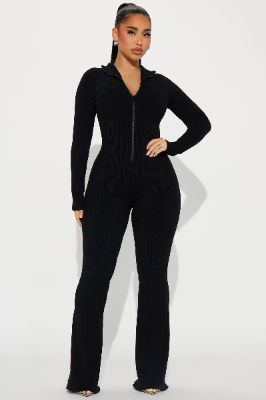 Sabrina Snatched Flare Jumpsuit - Black sold by Fashion Nova