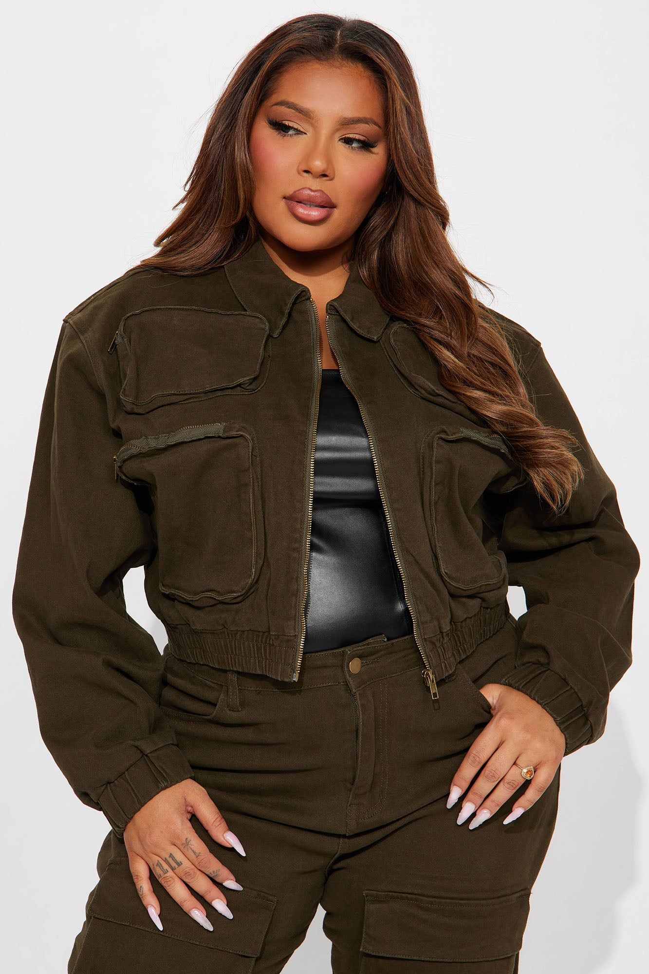 Playoffs Cargo Jacket - Olive sold by Fashion Nova product image thumbnail 4