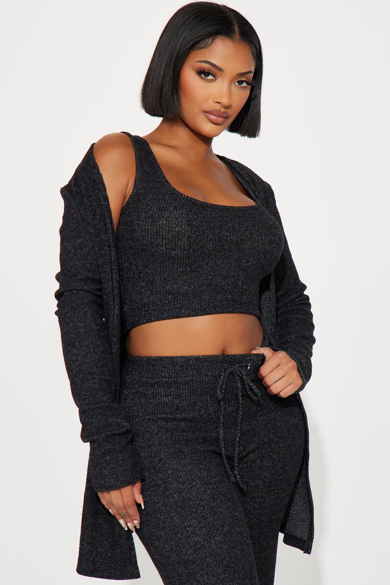 Calm N Cozy 3 Piece Pant Set - Black sold by Fashion Nova product image thumbnail 2