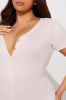 Time For Bed Ribbed PJ Romper Onesie - Pink sold by Fashion Nova