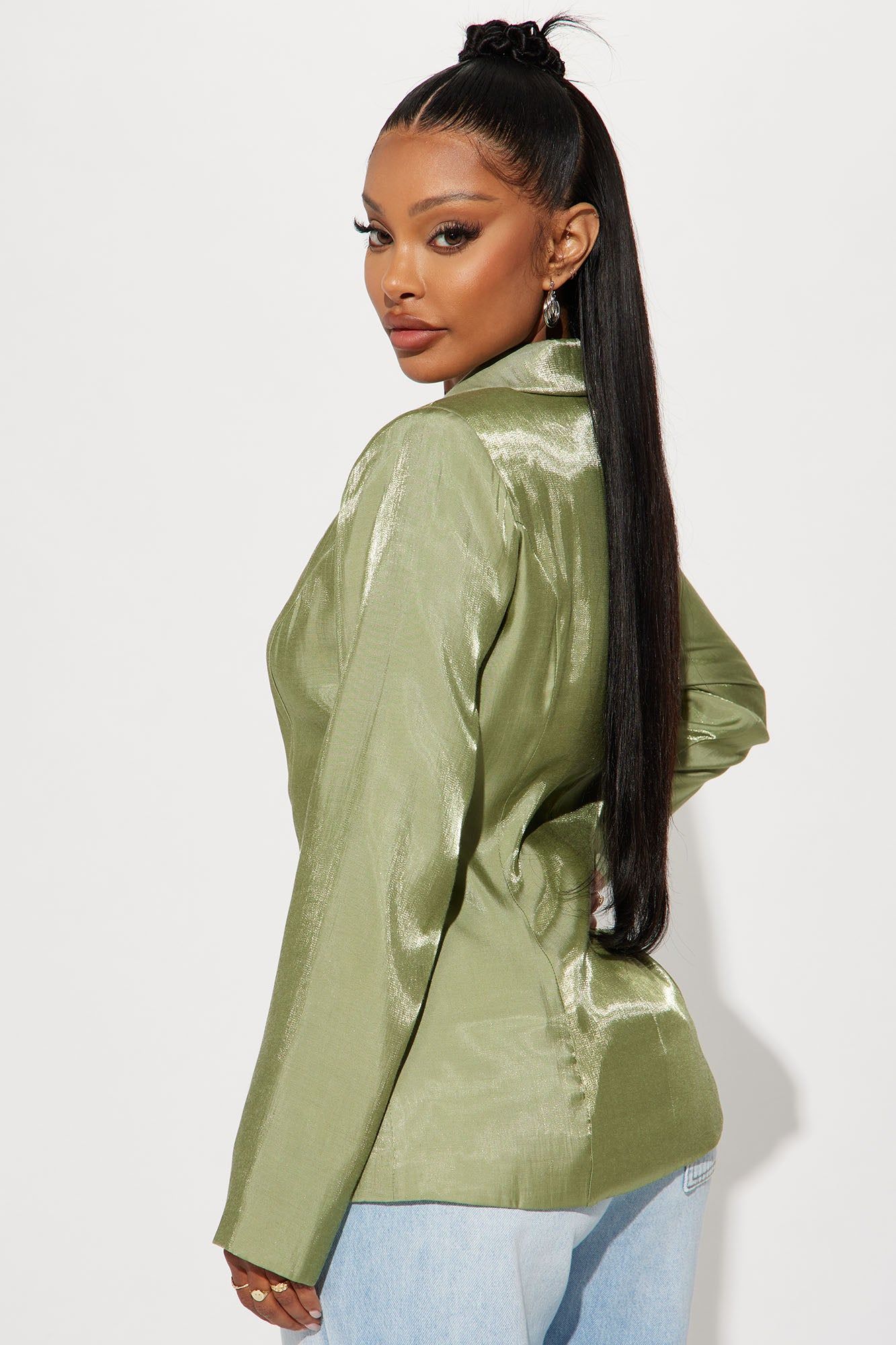 Chrome Nights Metallic Blazer - Sage sold by Fashion Nova product image thumbnail 3