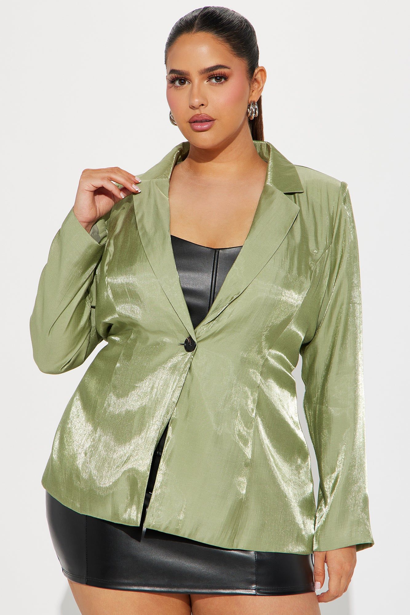 Chrome Nights Metallic Blazer - Sage sold by Fashion Nova product image thumbnail 4