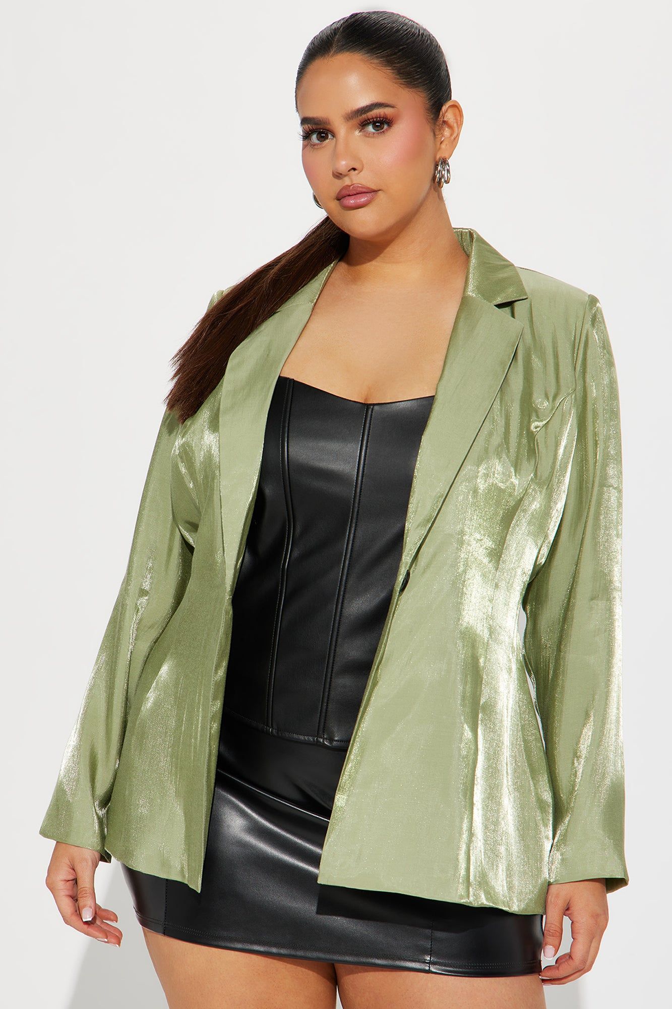 Chrome Nights Metallic Blazer - Sage sold by Fashion Nova product image thumbnail 6